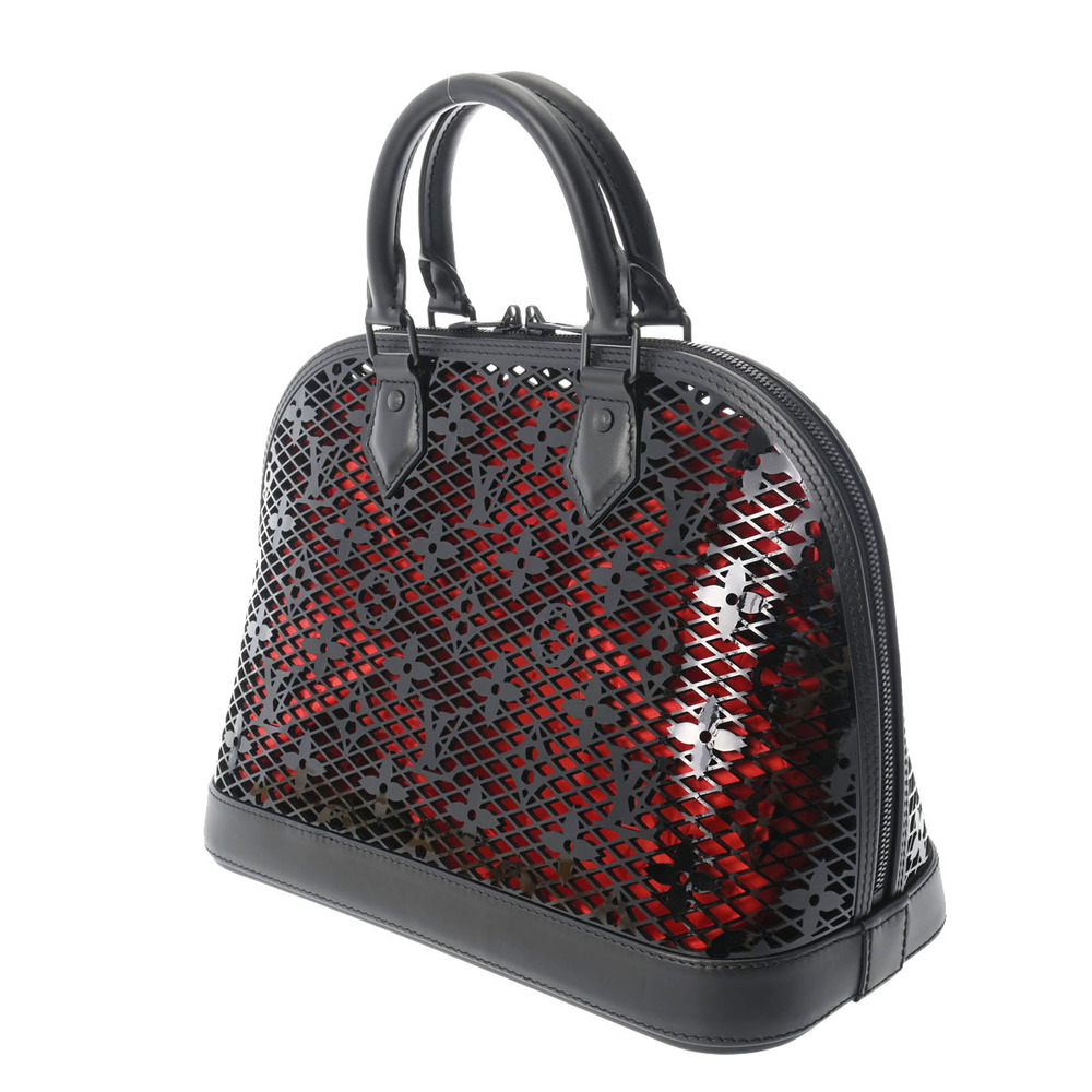 Louis Vuitton Alma Handbag Black Monogram Lace Leather